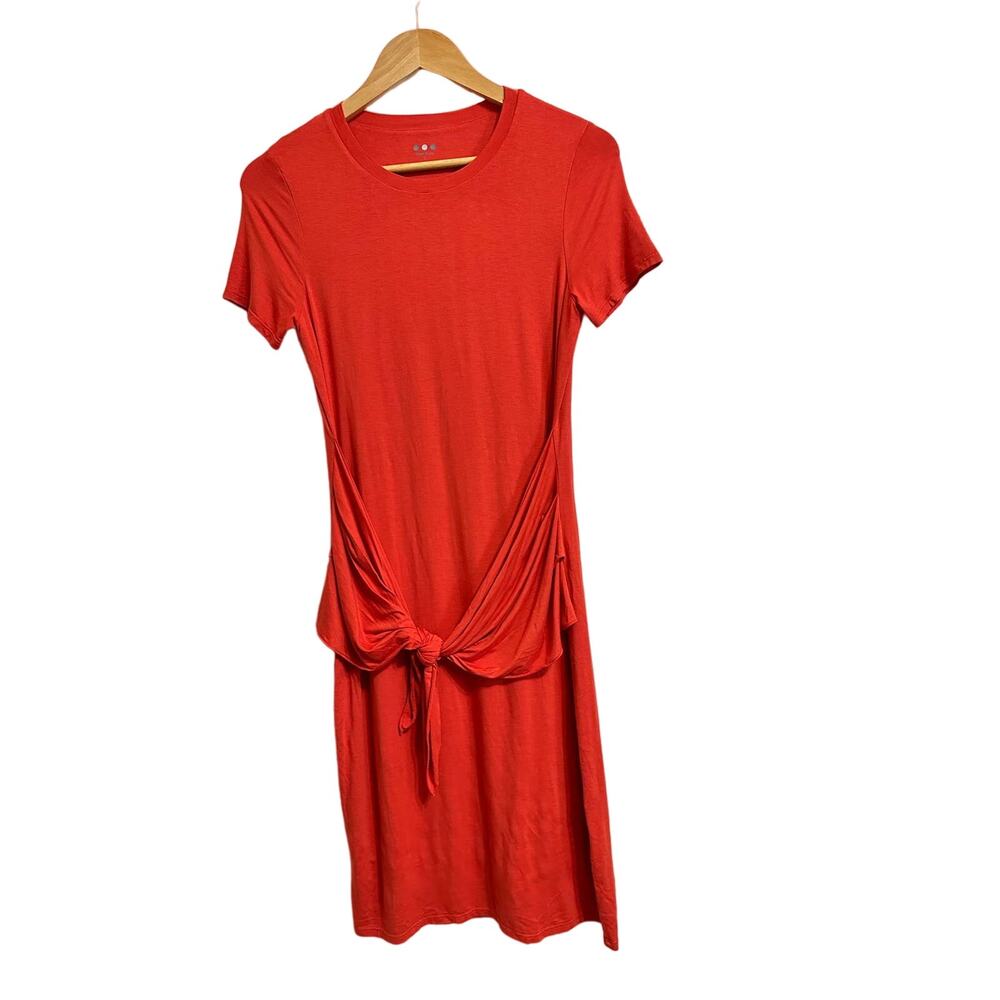 Three Dots women's orange Tie Front T-Shirt pullover Jersey Dress size Small NEW